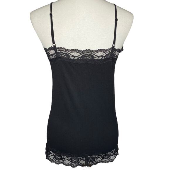 Vintage Bongo Y2K Cami Black Lace Trim Fitted Tank Top Size Large Elena Gilbert - Picture 8 of 10